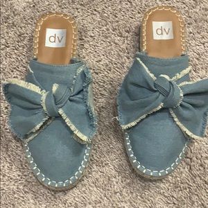 Chambray espadrille mule